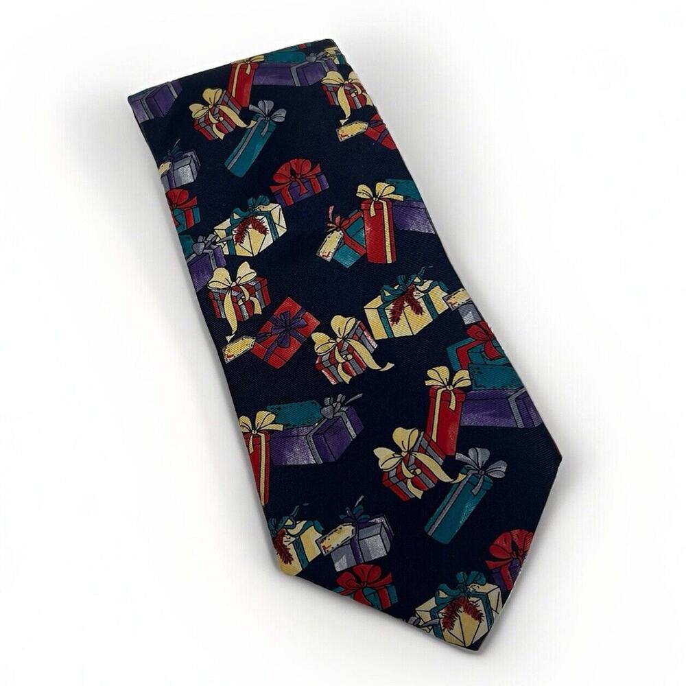 Lands' End Tie Christmas Present Novelty Silk Necktie Men's 3.5x 62 Long